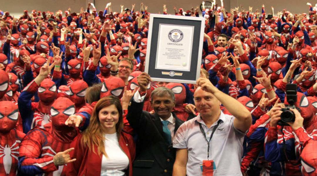 apider man most dressed as spider man in one location