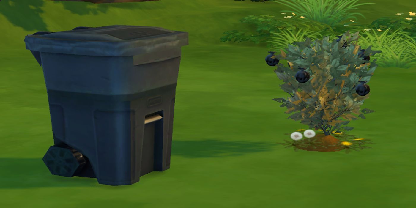 The Sims 4 Trash Plant Growing Next To Garbage Bin