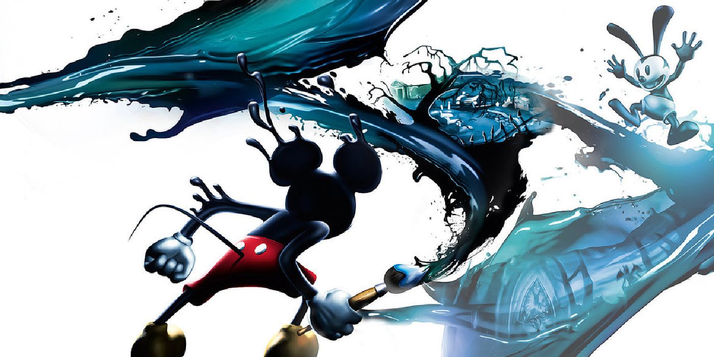 mickey mouse with a paintbrush and oswald the lucky rabbit