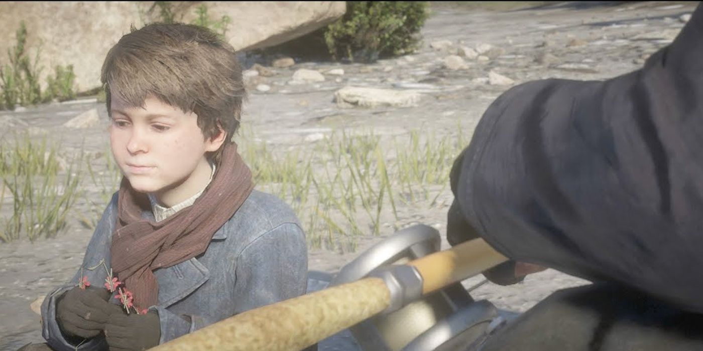 Red Dead Redemption 2 Jack Marston Making A Flower Necklace While Fishing
