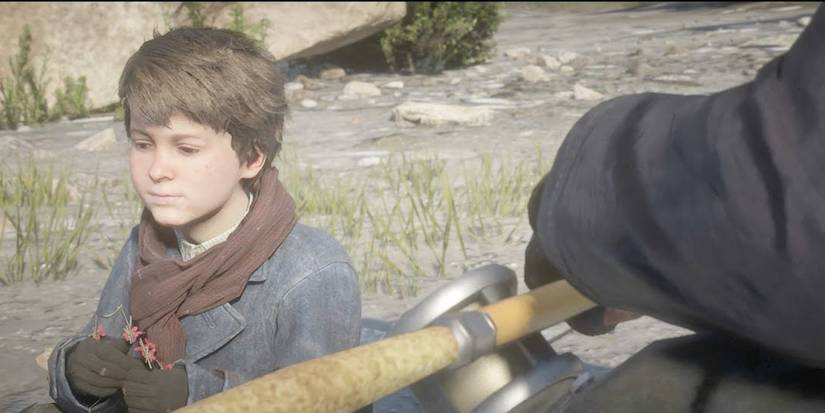 Red Dead Redemption 2 Jack Marston Making A Flower Necklace While Fishing