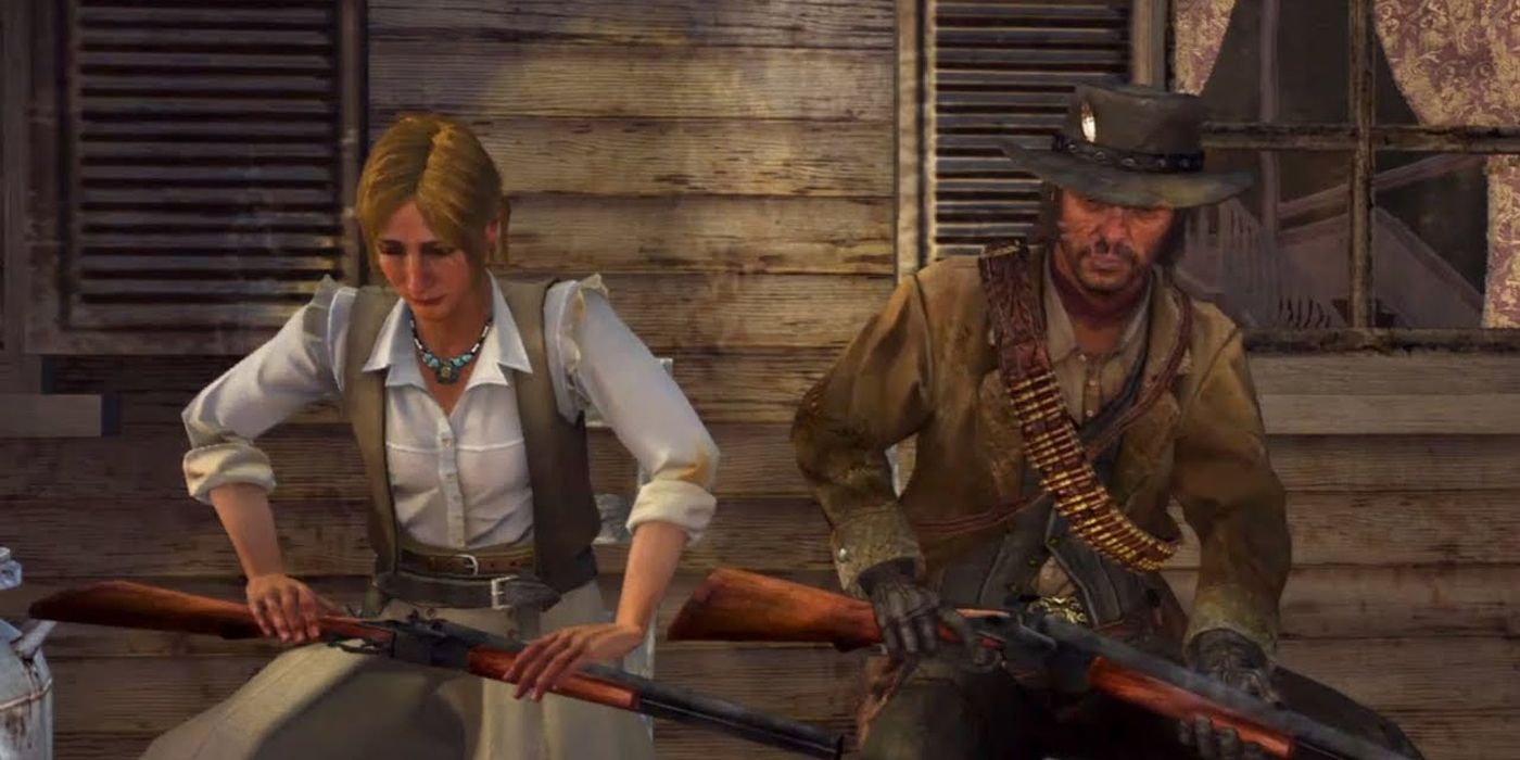 Bonnie MacFarlane and John Marston in Red Dead Redemption