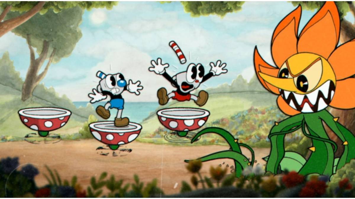 Cuphead and Mugman Confront Boss Screenshot