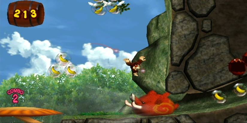 Donkey Kong Jungle Beatj umping on hog