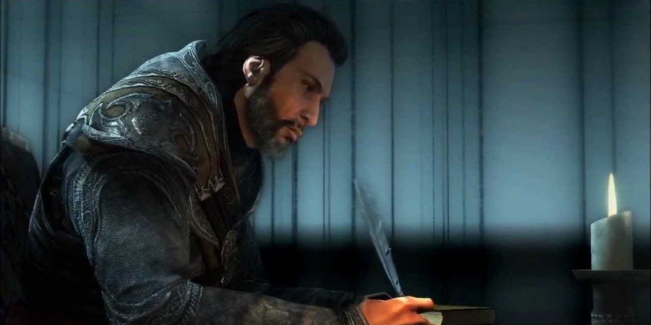 Ezio Auditore writing in Assassin's Creed Revelations