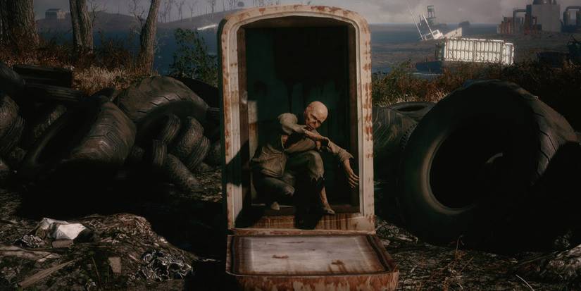 Fallout 4 a ghoul hiding in a fridge