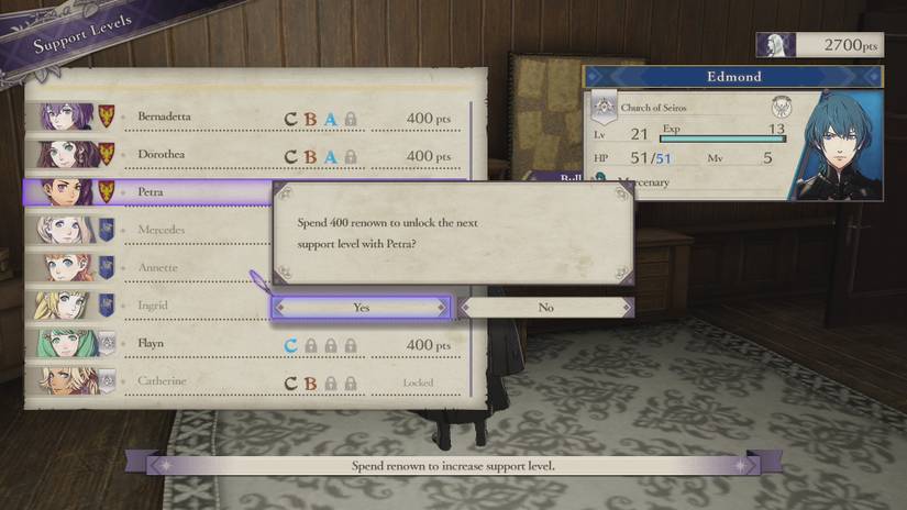 fire emblem three houses journal support rank renown