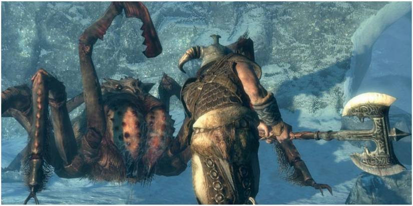 Skyrim Dragonborn Fighting Giant Spider