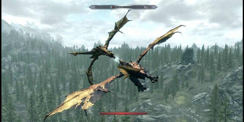 Skyrim Two Dragons Fighting