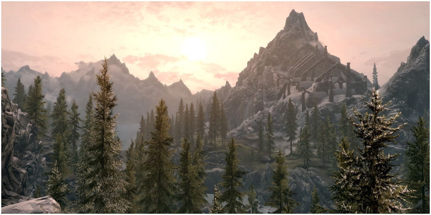 The Elder Scrolls Skyrim Vista Featuring Bleak Falls Barrow