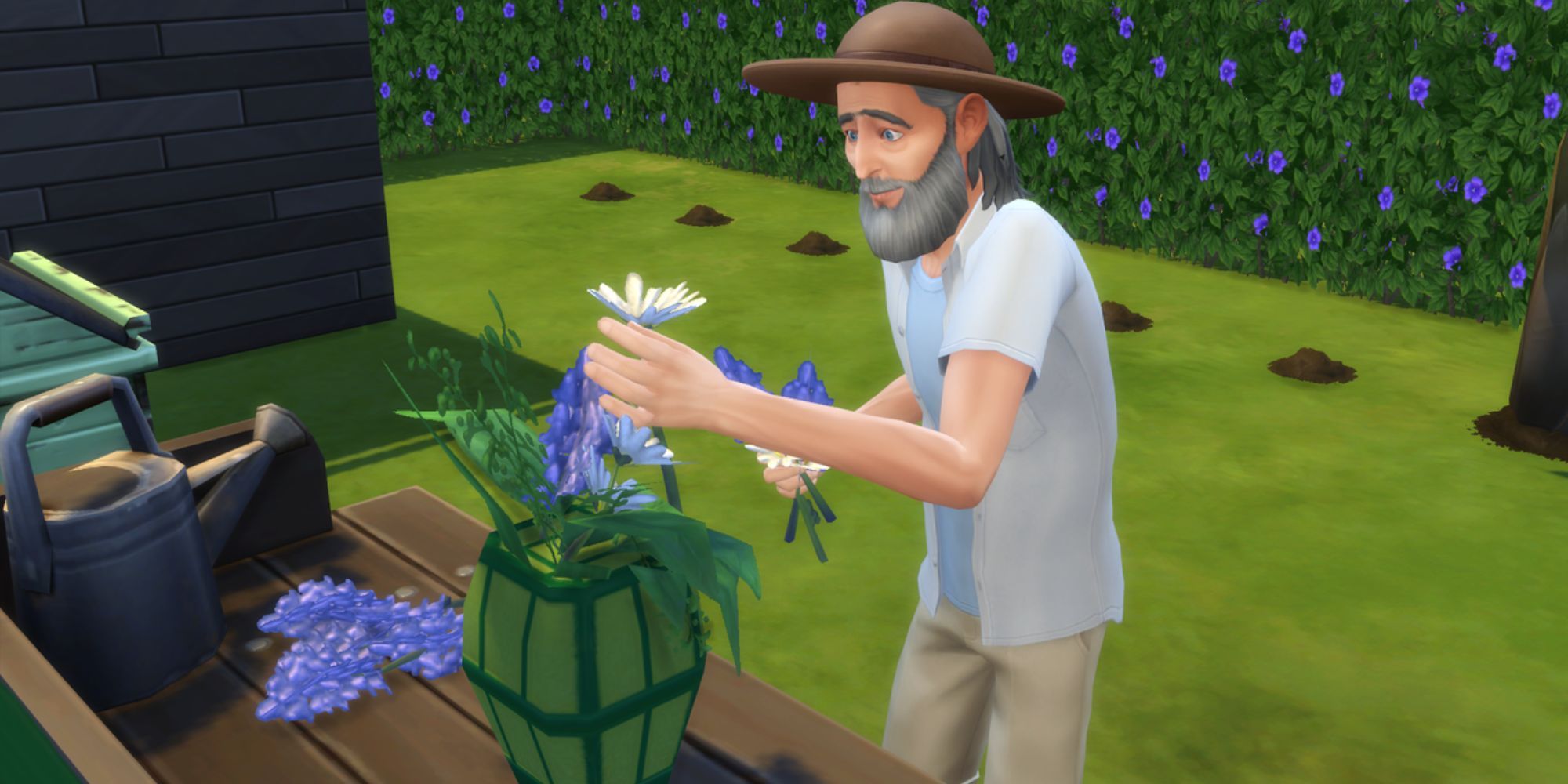 The Sims 4 Elder Sim Doing Flower Arranging