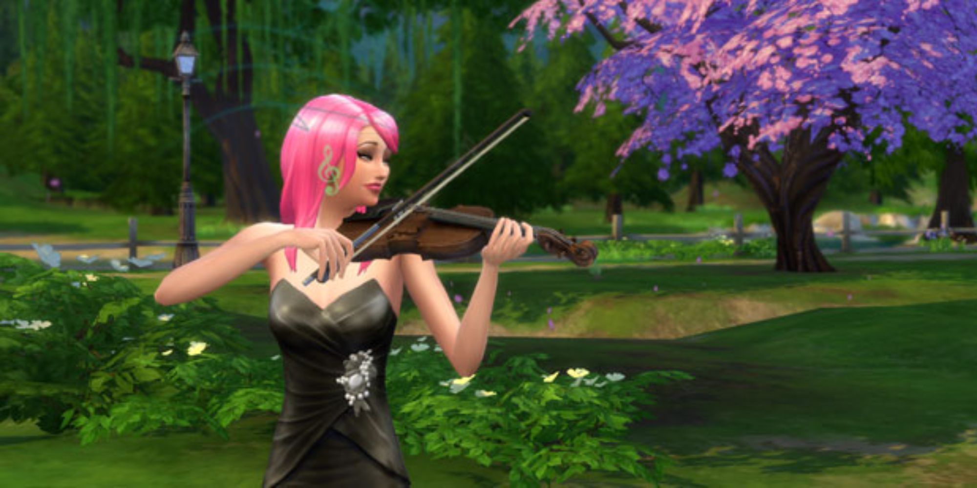 The Sims 4 Sim Playing Violin