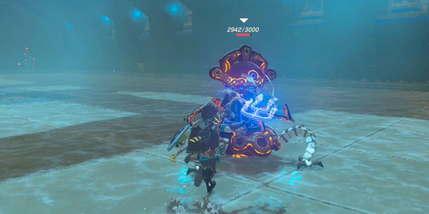 Zelda Breath of the Wild Ruvo Korbah Shrine fighting monster