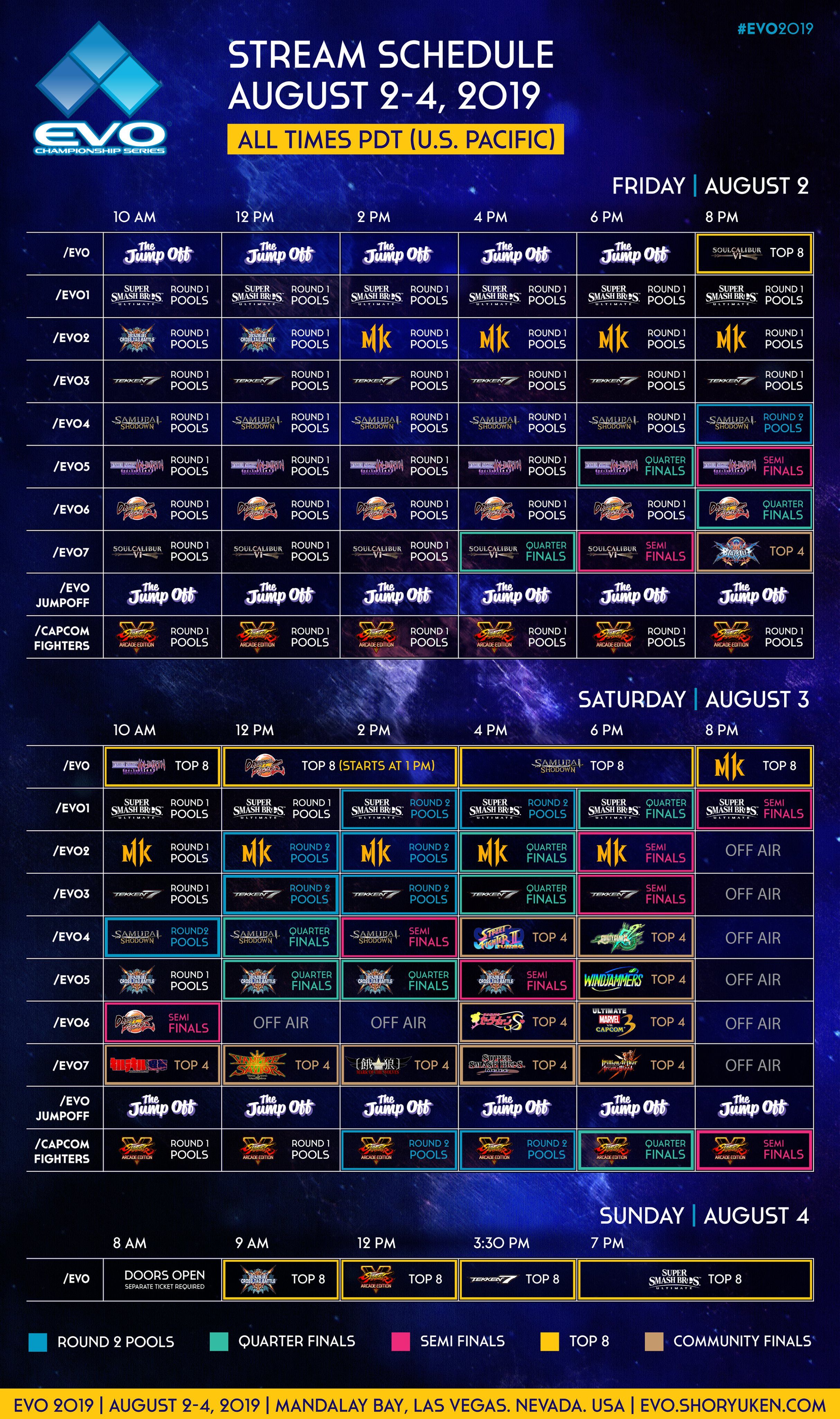 evo 2019 full schedule