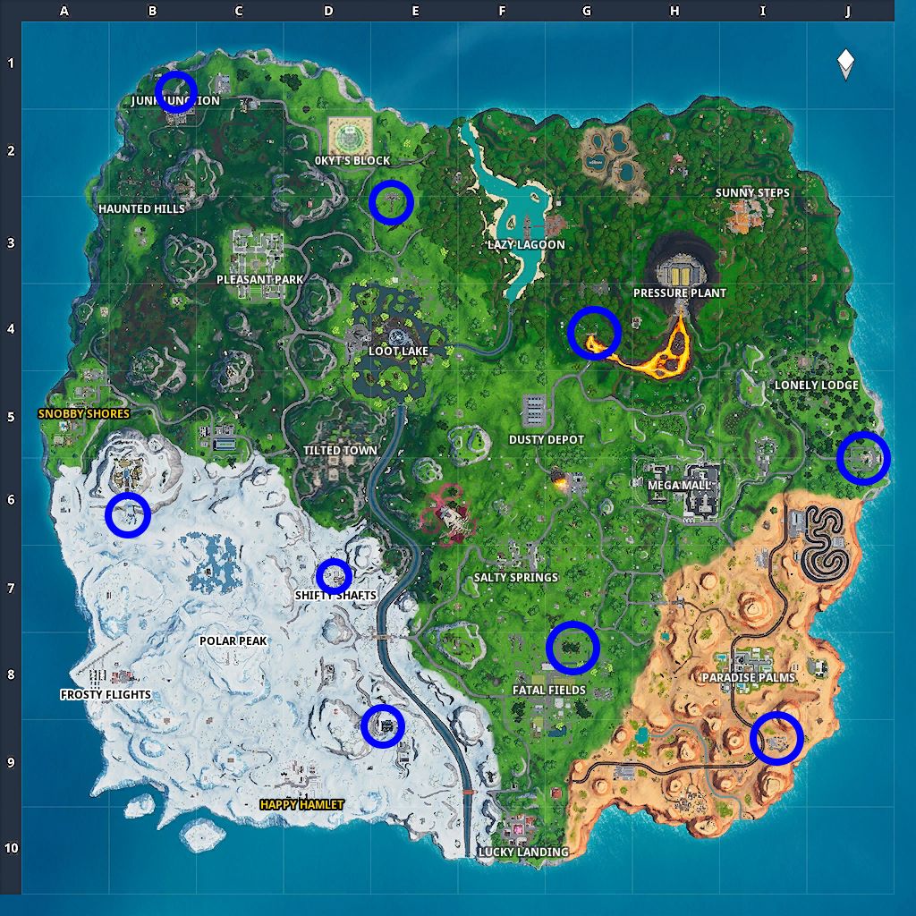 fortnite season x map spray can locations spray and pray challenge epic games