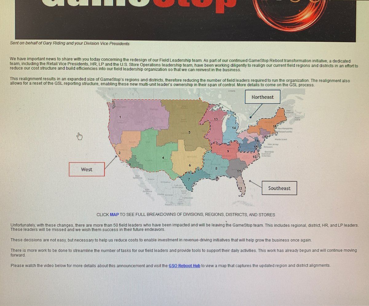 gamestop lays off managers