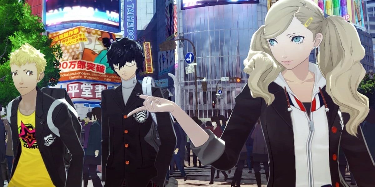 Ryuji, Akira, and Anne on the streets of Tokyo.