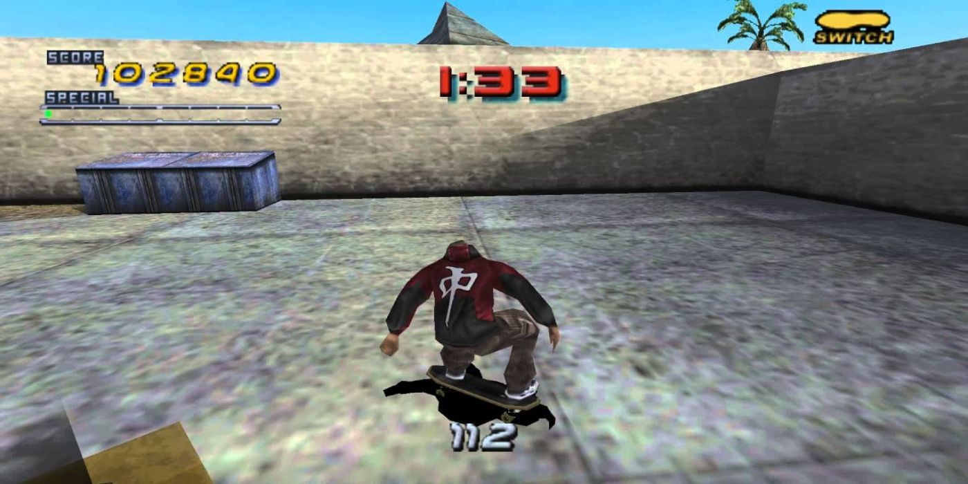 A gameplay screenshot of Tony Hawk's Pro Skater 2