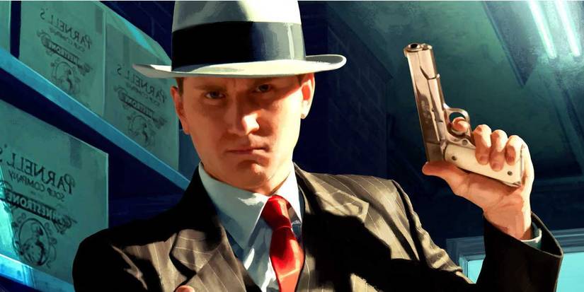 L.A. Noire's protagonist with a gun