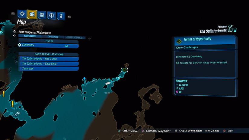 borderlands 3 zer0 assassination deadsk4g location map
