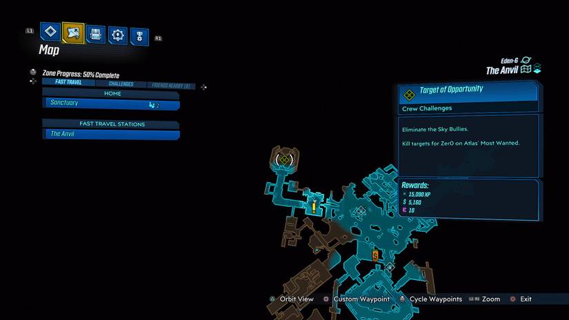 borderlands 3 sky bullies zer0 assassination map location