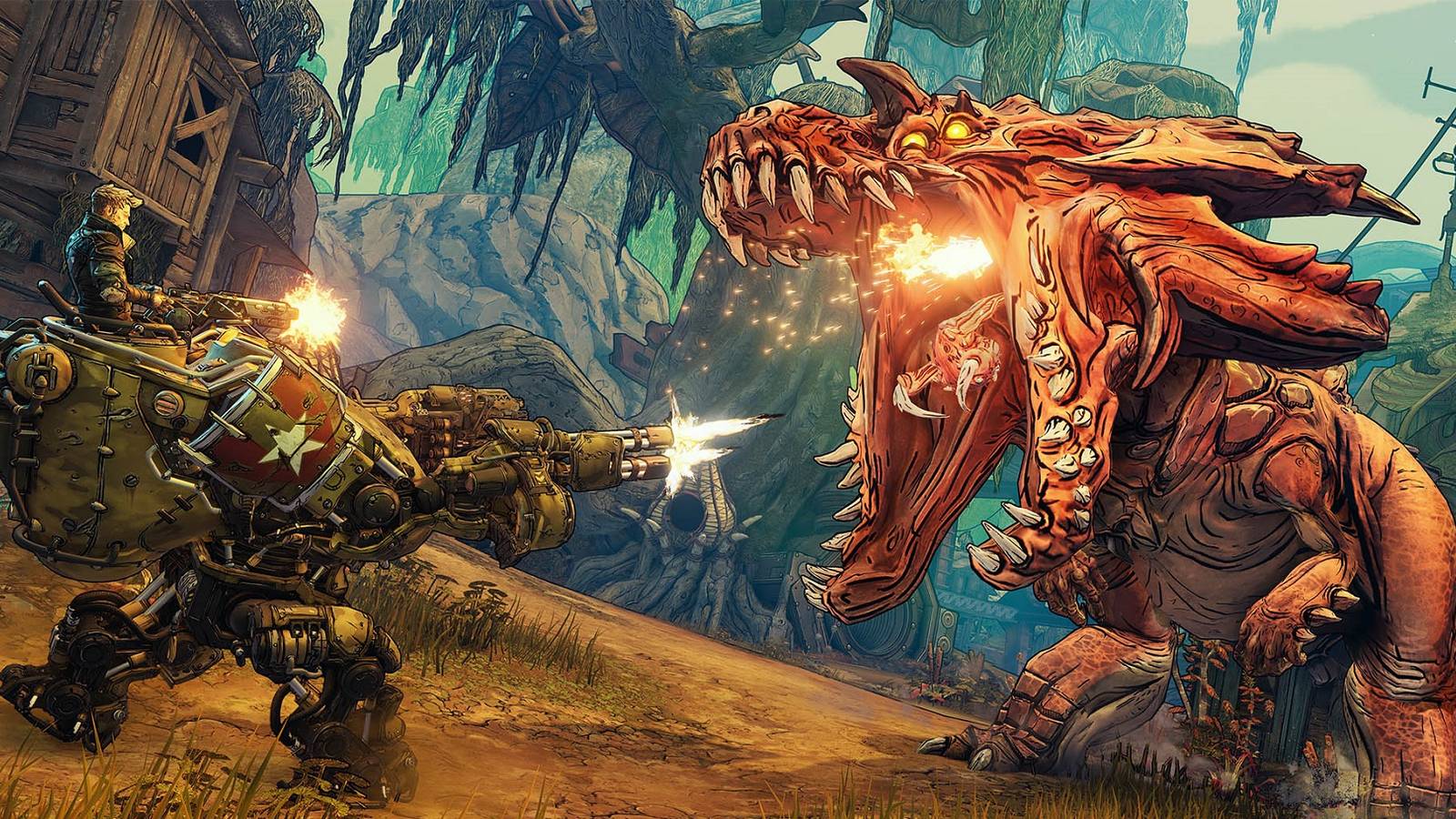 Borderlands 3 fighting a huge monster