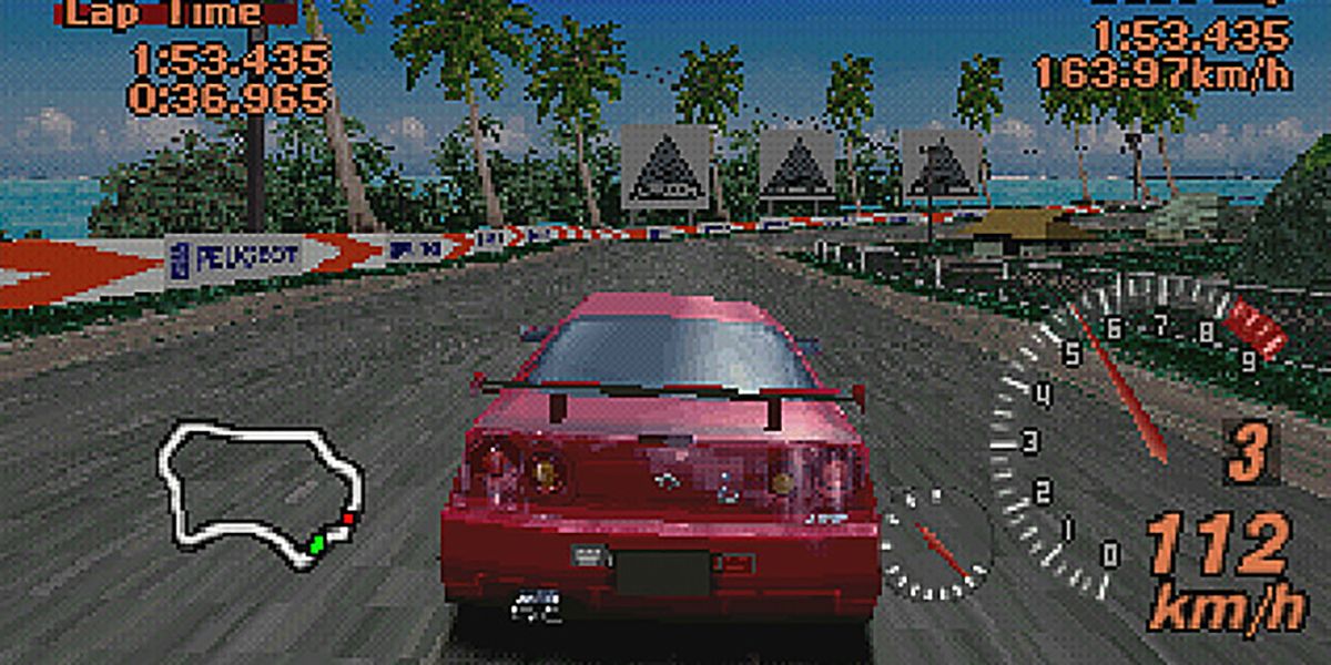A car racing in Gran Turismo 2
