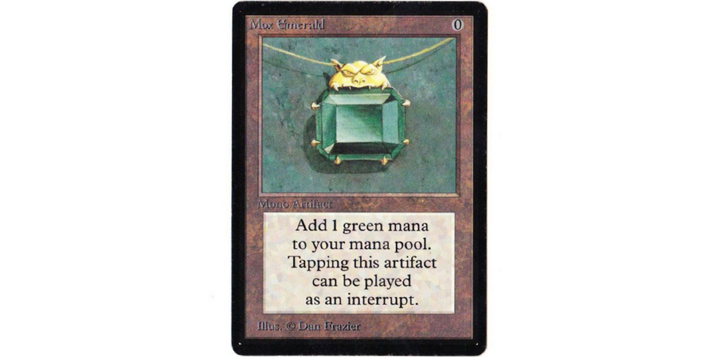 The Mox Emerald mono artifact from the Alpha Set of Magic: The Gathering