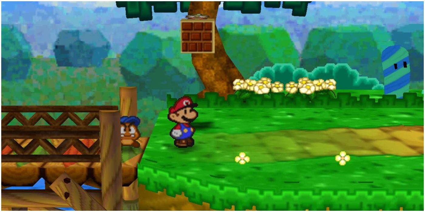 Nintendo 64 Paper Mario - mario walking on grass