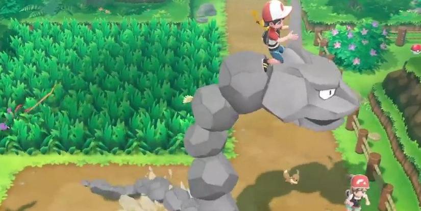 Protagonist Riding Onix In Pokemon Lets Go Pikachu Eevee Cropped