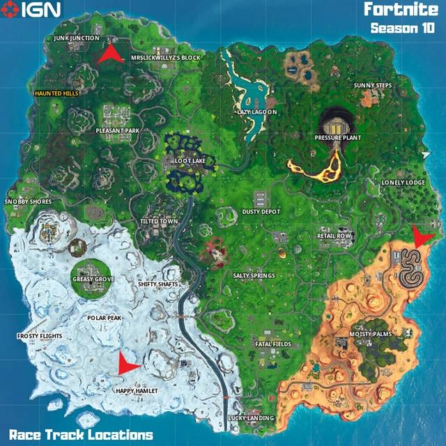 Fortnite Racer Mission Lap locations