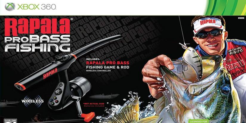 Rapala Pro Bass Fishing Rod Xbox 360 box art, angler holding bass
