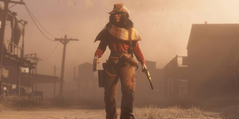 Red Dead Online Walking through the street through dust