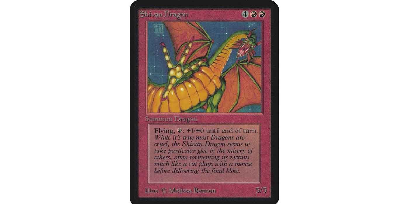 The Red Summoning spell Shivan Dragon from the Alpha set of Magic: The Gathering