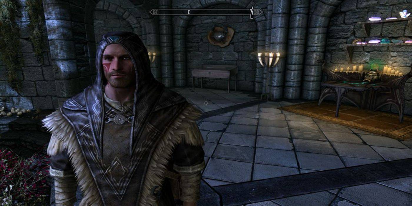 player wearing the Archmage robes College of Winterhold quarters skyrim