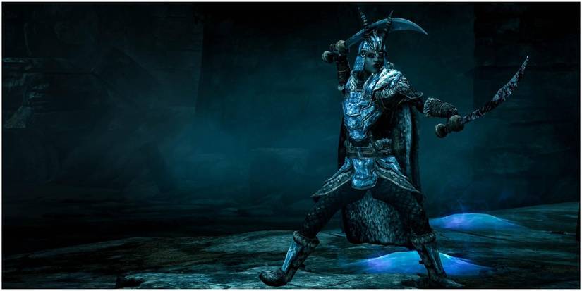 Skyrim Deathbrand Armor Soulrender and Bloodscythe Scimitars