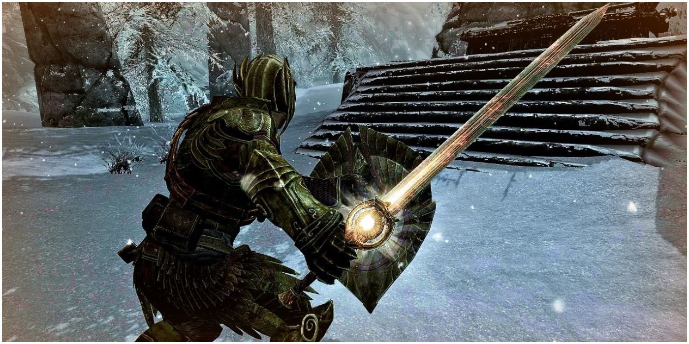 Skyrim Elven Warrior with Dawnbreaker