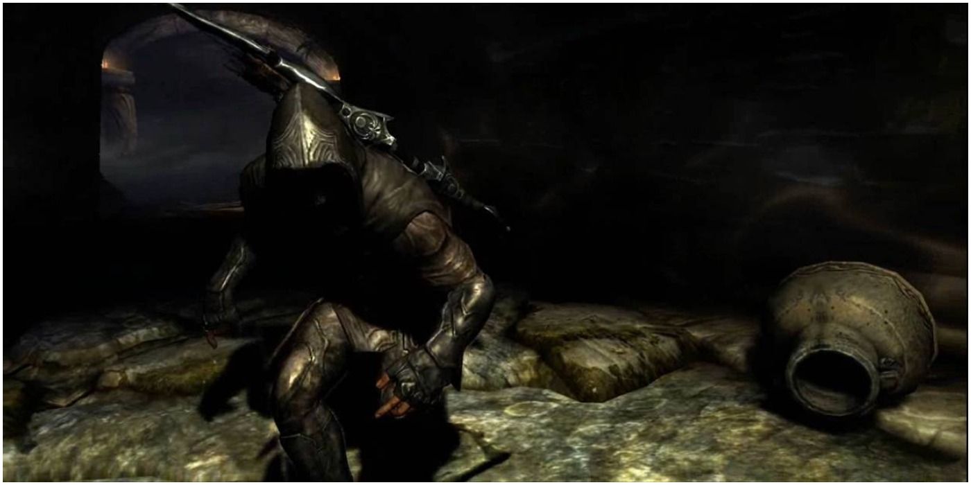 Player Character Sneaking With Nightingale Armor In Skyrim