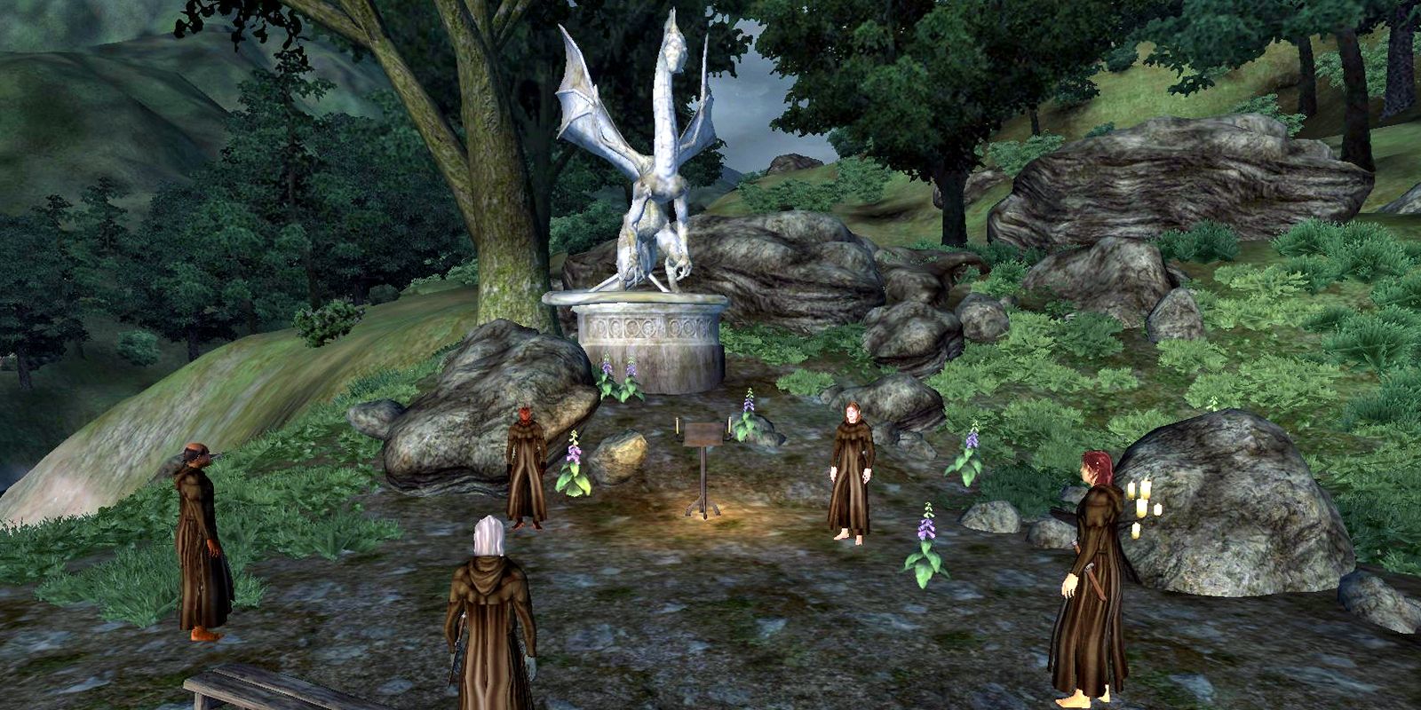 Peryite's shrine and worshippers in Oblivion Elder Scrolls