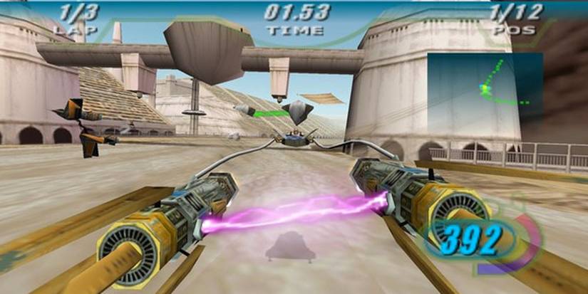 Anakin podracing in Star Wars Episode 1: Racer