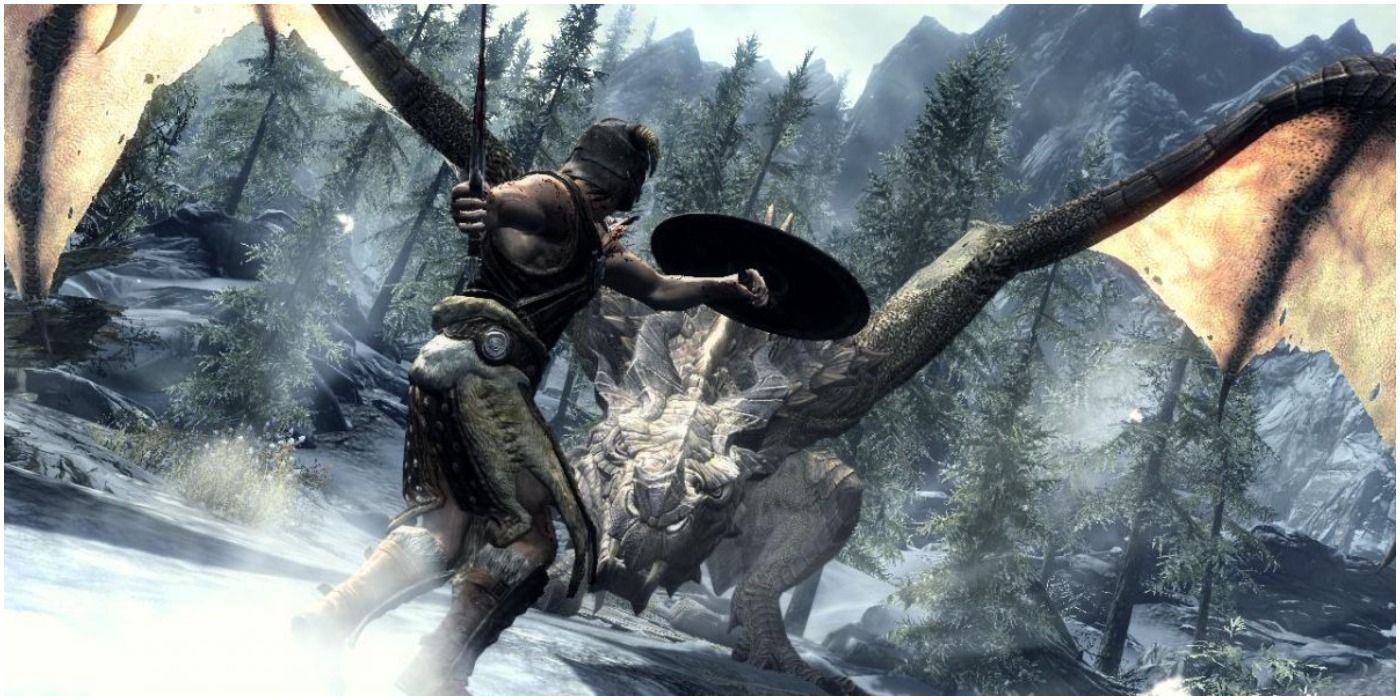 The Elder Scrolls V Dragonborn Fighting Dragon