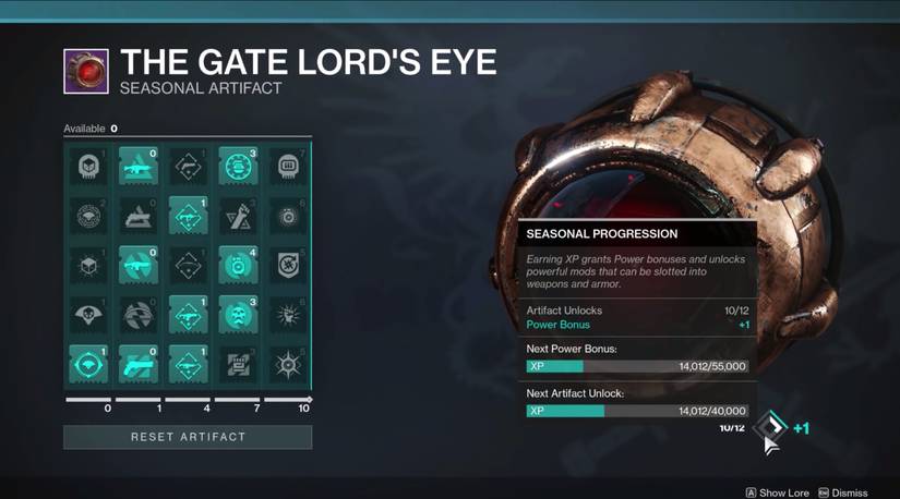 destiny 2 season 8 artifact xp