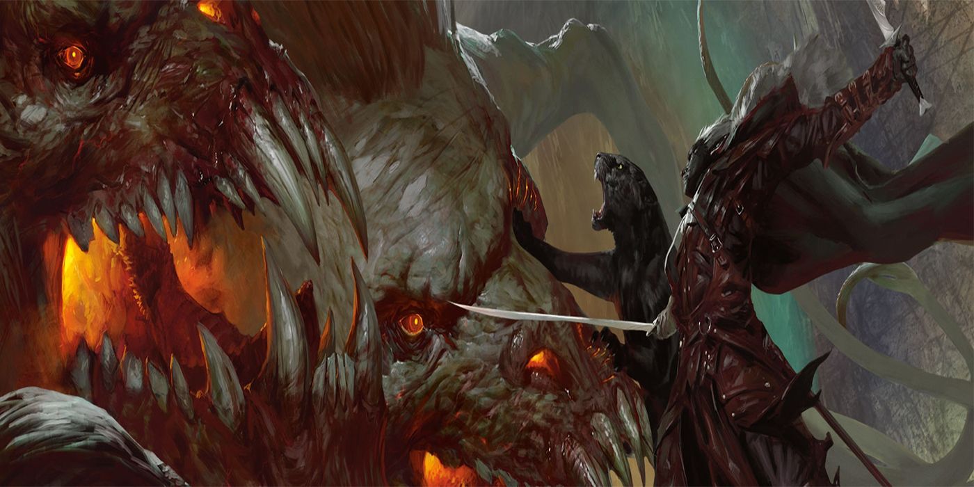 Drizzt attacking a demon creature