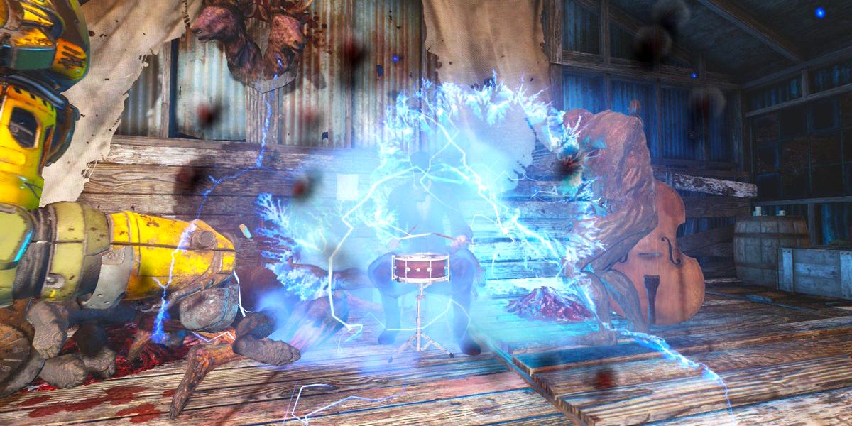 player emitting many blue sparks.
