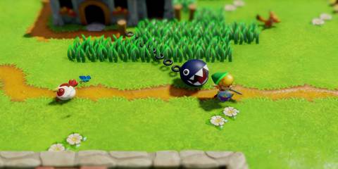 Link running from chain chomp in The Legend of Zelda: Link's Awakening