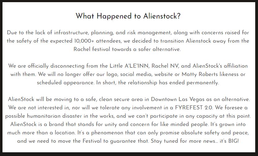alienstock cancellation message