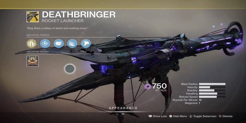 destiny 2 shadowkeep deathbringer rocket launcher