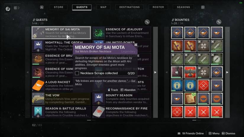 destiny 2 shadowkeep memory of sai mota quest deathbringer