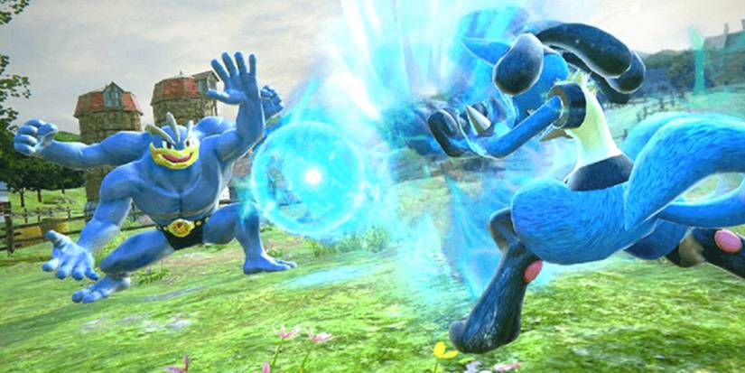 Lucario using Energy Ball on Machamp