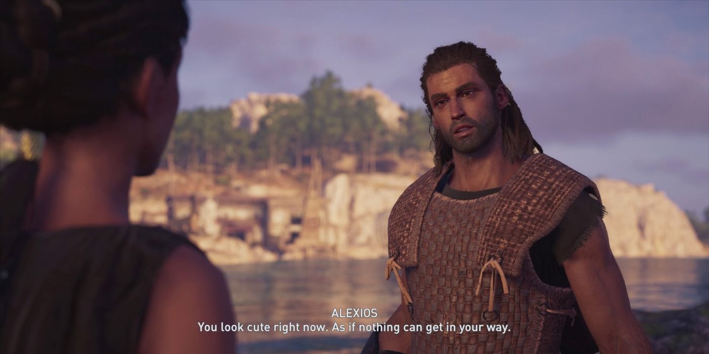 image of Alexios romancing Odessa in Assassin's Creed: Odyssey